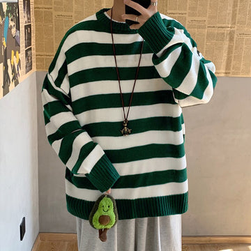 Wiaofellas Striped Pullovers Women Autumn Black Yellow Knitted Sweater Warm Winter Jumper Men ALT Clothes Harajuku Emo Sweater